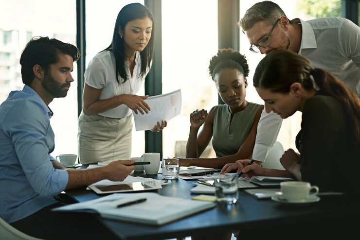 group employees strategy boardroom paperwork plan project together business workshop women men with planning deal agency journalist office meeting discussion 590464 381859